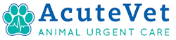 Logo of AcuteVet Animal Urgent Care with a turquoise paw print featuring a white ECG line inside it, followed by the text "AcuteVet" in blue and "Animal Urgent Care" in green below, reflecting the expertise of our trusted veterinarians.